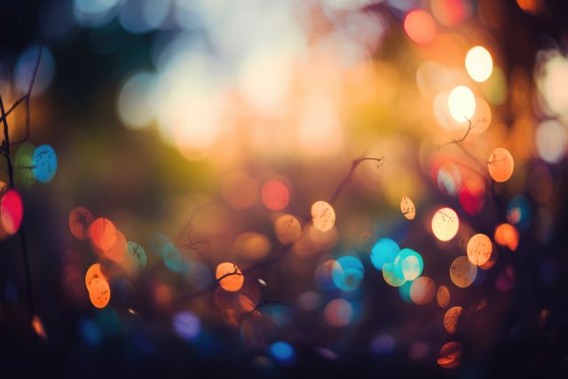 Vibrant and colorful bokeh lights in a blurred and dreamy abstract pattern. Ideal for festive themes, creative projects, or mood boards. Perfect as a background for invitations, phone wallpapers, or digital artwork.