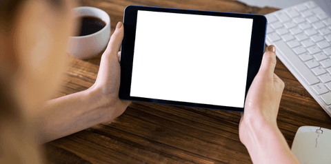 Caucasian Woman Holding Tablet on Transparent Surface - Download Free Stock Videos Pikwizard.com