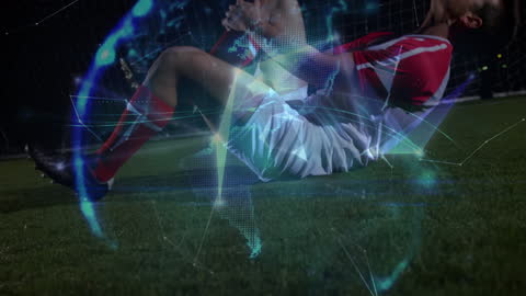 Animated Data Overlay on Injured Soccer Player on Field