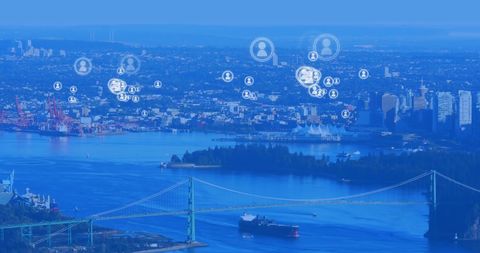 Digital Communication Over City Panorama