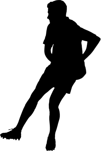 Transparent rugby player silhouette with ball vector art