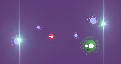 Colorful Virus Animation on Purple Background