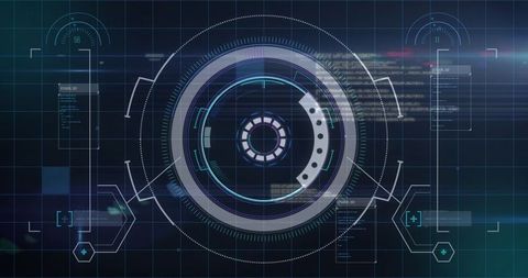 Futuristic Digital Interface with HUD Overlay and Holographic Elements
