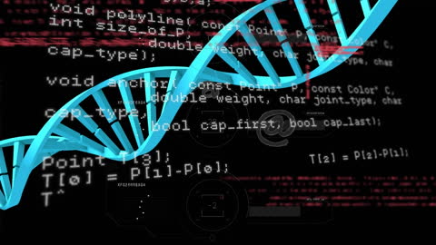 DNA Helix Over Programming Code Digital Interface Concept