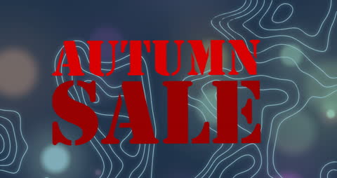 Red Autumn Sale Text on Abstract Line Background