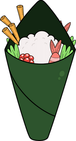 transparent vector art of hand roll sushi with seafood - Download Free Stock Videos Pikwizard.com