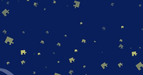 Puzzle Pieces and Question Marks on Dark Blue Background
