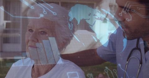 Telemedicine consultation with elderly patient and doctor