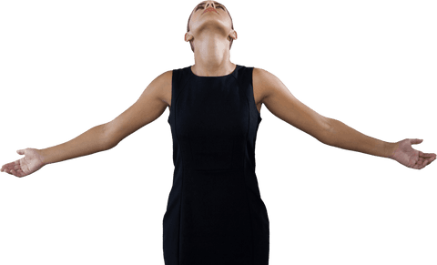 Transparent Businesswoman Standing with Arms Outstretched - Download Free Stock Videos Pikwizard.com