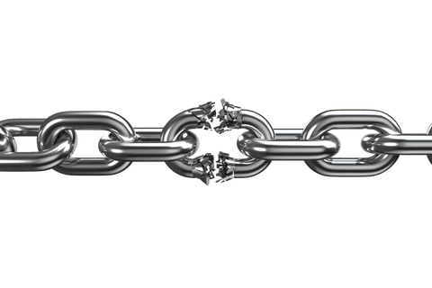 broken silver metal chain link symbolizing fragility and weakness - Download Free Stock Videos Pikwizard.com