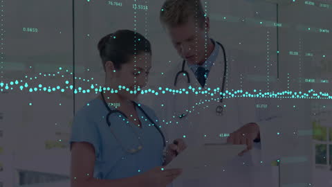Healthcare Professionals Analyzing Digital Data in Modern Office