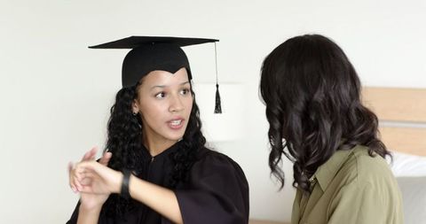 Graduation Excitement Mother Congratulating Daughter
