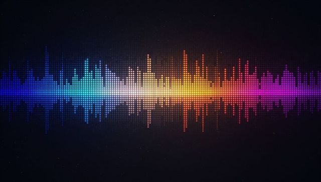 Colorful audio spectrum equalizer on black background