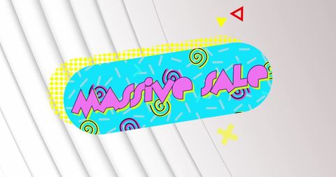 Massive Sale Banner with Retro Geometric Design