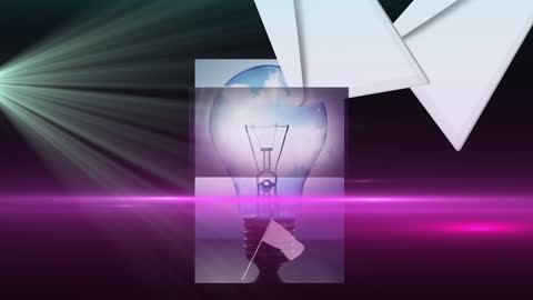 Futuristic Animation of Lightbulb with Light Trails on Black Background