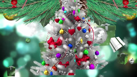 Festive Christmas Tree with Ornaments and Snowfall Animation