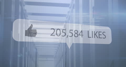 Digital Social Media Concept with Servers and Like Count Overlay