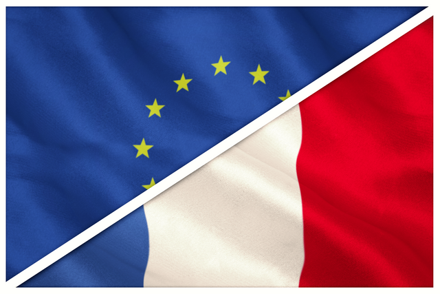 Close-Up Transparent View of European Union and French Flags - Download Free Stock Videos Pikwizard.com