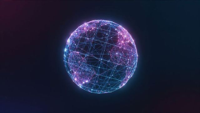 Futuristic Network Globe Illustrating Global Digital Connections