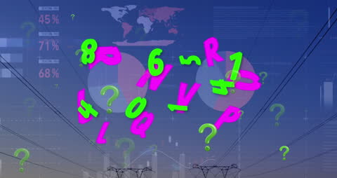 Colorful Floating Letters Over Data Technology Background