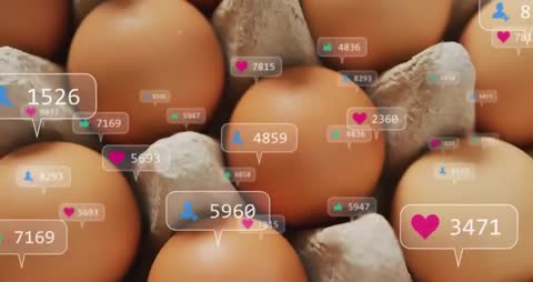 Brown Eggs with Overlay of Social Media Notifications