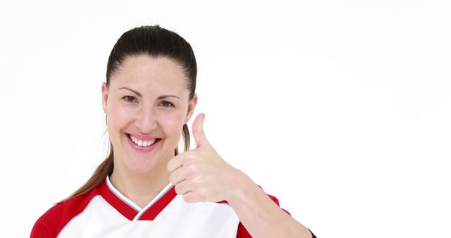 Smiling Woman Giving Thumbs Up with Positive Expression - Download Free Stock Images Pikwizard.com