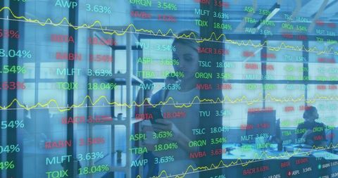 Financial Data Scrolling Over Businesswoman at Modern Office - Download Free Stock Images Pikwizard.com
