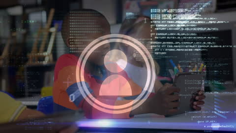 Children Learning Coding with Futuristic Digital Interface