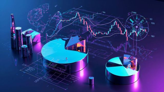 Futuristic Neon Data Analytics with 3D Pie Charts and Holographic Elements