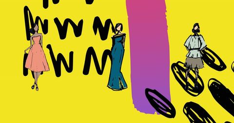 Artistic fashion design illustration bold colors