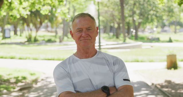 Confident Senior Man Enjoying a Park Workout - Download Free Stock Images Pikwizard.com