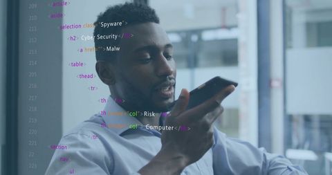 Businessman Communicating with Digital Data Overlay - Download Free Stock Images Pikwizard.com