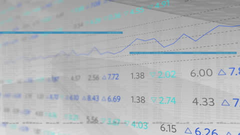 Global Business Data Overlay on Warehouse Background