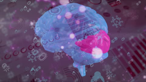 Covid-19 and Data Superimposed on Human Brain Conceptual Art