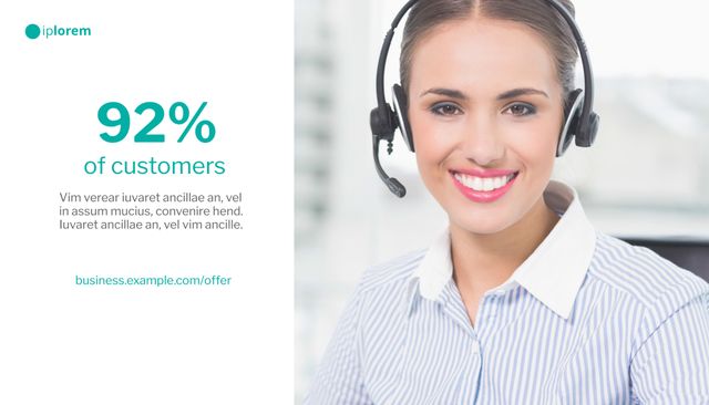 Smiling Customer Support Agent with Headset Promoting Excellent Service - Download Free Stock Templates Pikwizard.com