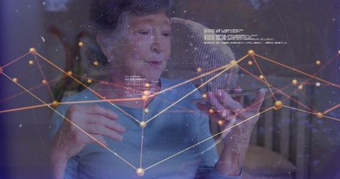 Senior Woman Engaging with Technology at Comfort Home