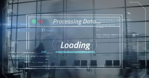 Digital interface with loading data in modern office