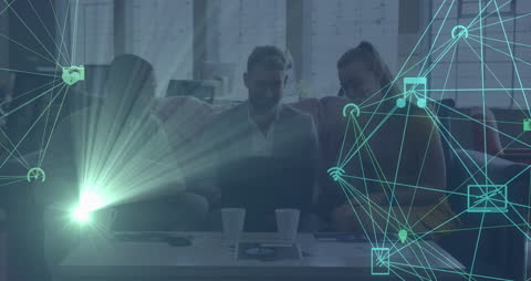 Business Team Analyzing Digital Data Network Interface