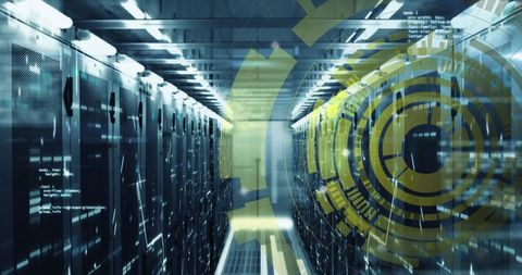 Futuristic Digital Composite of Data Servers with Coding Overlay - Download Free Stock Images Pikwizard.com