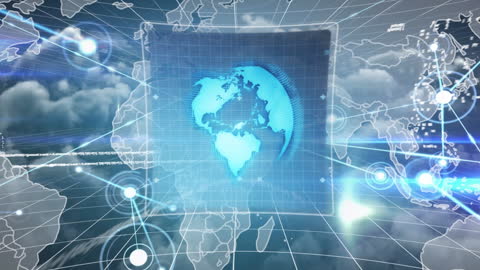 Digital Globe Surrounded by Networking Connections and Data Overlay