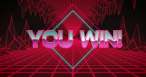 retro futuristic gaming victory screen in neon graphics - Download Free Stock Images Pikwizard.com