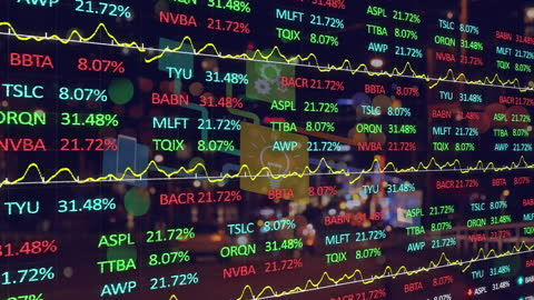 Dynamic Stock Market Data Overlay with Neon City Background