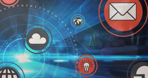 Digital Connectivity and Data Processing with Abstract Interface Icons - Download Free Stock Images Pikwizard.com