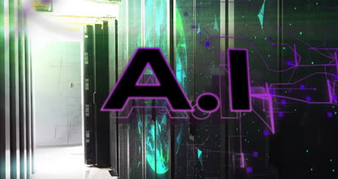 Artificial Intelligence Concept in Futuristic Server Room