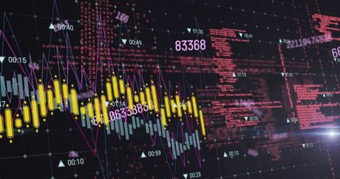 Digital Financial Dashboard with Illuminated Charts and Graphs