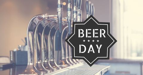 Close-up of beer taps celebrating national beer day