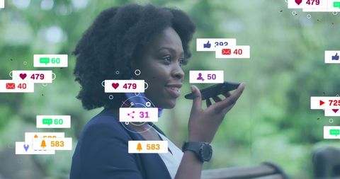 Woman Engaging with Social Media Apps via Smartphone