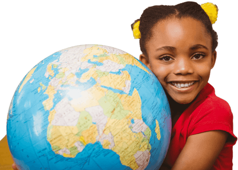 Smiling African American Girl Embracing Globe against Transparent Background - Download Free Stock Videos Pikwizard.com