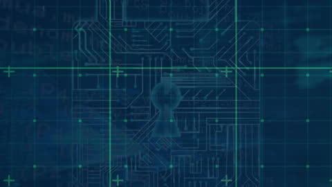 Digital Padlock and Data Overlay for Cybersecurity Concept