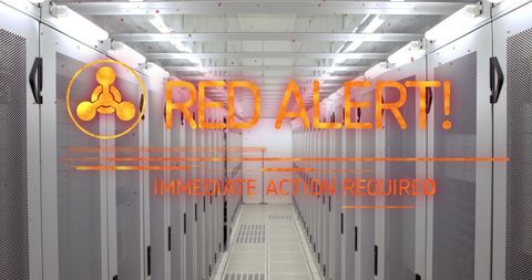 Server Room with Red Alert Crisis Notification - Download Free Stock Images Pikwizard.com